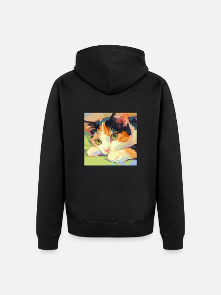 Chat, Motif De Chat - Veste à capuche bio Premium Unisexe - noir