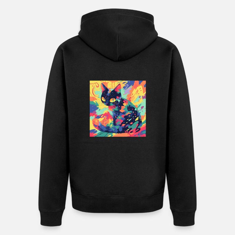 Chat, Motif De Chat - Veste à capuche bio Premium Unisexe - noir