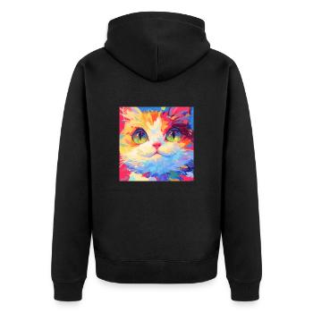 Katze, katzenmotiv - Unisex Premium Bio Zip Hoodie - Schwarz - Hinten - Nico (187cm)