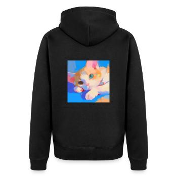Chat, Motif De Chat - Veste à capuche bio Premium Unisexe - noir - Dos - Nico (187cm)