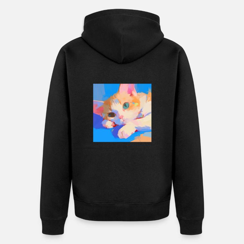 Chat, Motif De Chat - Veste à capuche bio Premium Unisexe - noir