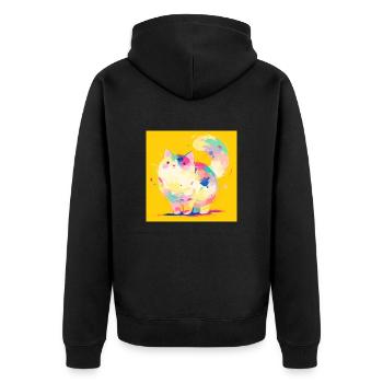 Katze, katzenmotiv - Unisex Premium Bio Zip Hoodie - Schwarz - Hinten - Nico (187cm)