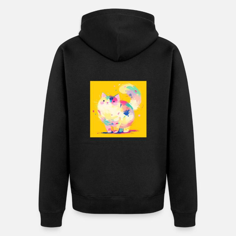 Chat, Motif De Chat - Veste à capuche bio Premium Unisexe - noir