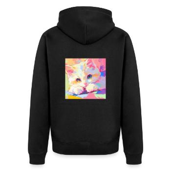 Chat, Motif De Chat - Veste à capuche bio Premium Unisexe - noir - Dos - Nico (187cm)