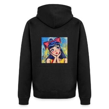 Anime, Fille, Rétro, Waifu, Japon, Années 60 - Veste à capuche bio Premium Unisexe - noir - Dos - Nico (187cm)