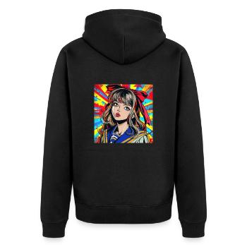 Anime, Fille, Rétro, Waifu, Japon - Veste à capuche bio Premium Unisexe - noir - Dos - Nico (187cm)