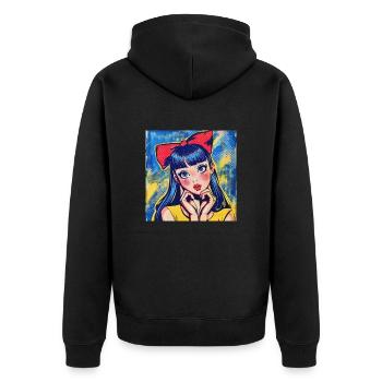 Anime, Fille, Rétro, Waifu, Japon, Années 60 - Veste à capuche bio Premium Unisexe - noir - Dos - Nico (187cm)