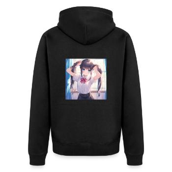 Anime, Écolière, Waifu, Japon - Veste à capuche bio Premium Unisexe - noir - Dos - Nico (187cm)
