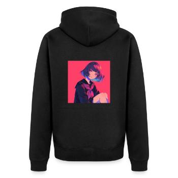 Anime, Écolière, Waifu, Japon - Veste à capuche bio Premium Unisexe - noir - Dos - Nico (187cm)
