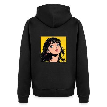 Anime, Fille, Rétro, Waifu, Japon - Veste à capuche bio Premium Unisexe - noir - Dos - Nico (187cm)