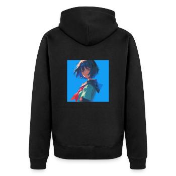 anime, schulmädchen, waifu, japan - Unisex Premium Bio Zip Hoodie - Schwarz - Hinten - Nico (187cm)