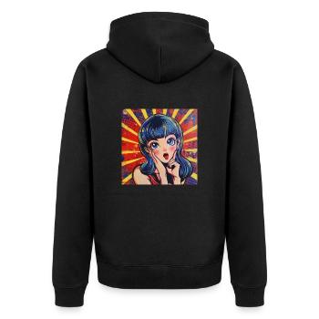 anime, retro waifu, japan - Unisex Premium Bio Zip Hoodie - Schwarz - Hinten - Nico (187cm)