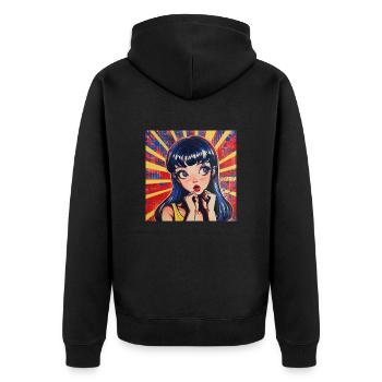Anime, Fille, Rétro, Waifu, Japon, Années 60 - Veste à capuche bio Premium Unisexe - noir - Dos - Nico (187cm)
