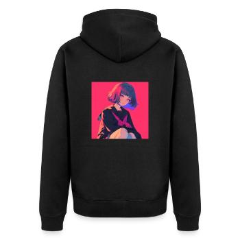 anime, schulmädchen, waifu, japan - Unisex Premium Bio Zip Hoodie - Schwarz - Hinten - Nico (187cm)