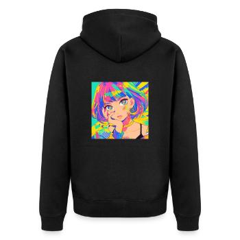 Anime, Fille, Waifu, Japon - Veste à capuche bio Premium Unisexe - noir - Dos - Nico (187cm)