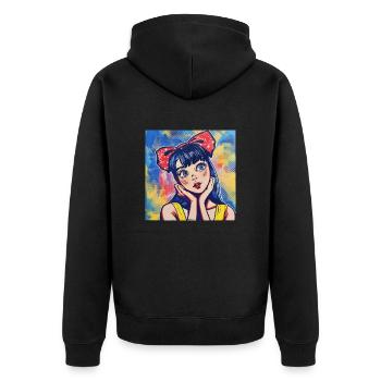 Anime, Retro Waifu, Japon - Veste à capuche bio Premium Unisexe - noir - Dos - Nico (187cm)