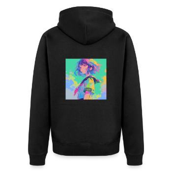 Anime, Écolière, Waifu, Japon - Veste à capuche bio Premium Unisexe - noir - Dos - Nico (187cm)