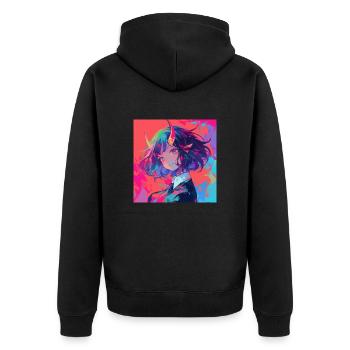 Anime Demon, Waifu, Japon - Veste à capuche bio Premium Unisexe - noir - Dos - Nico (187cm)