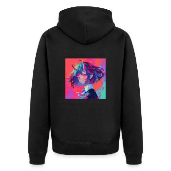 Anime, Fille Démon, Waifu, Japon - Veste à capuche bio Premium Unisexe - noir - Dos - Nico (187cm)