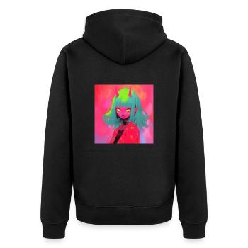 Anime, Fille Démon, Waifu, Japon - Veste à capuche bio Premium Unisexe - noir - Dos - Nico (187cm)