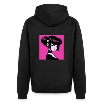 anime, gothic girl, waifu, japan - Unisex Premium Bio Zip Hoodie - Schwarz - Hinten - Nico (187cm)