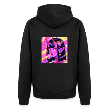 Anime, Fille Démon, Waifu, Japon - Veste à capuche bio Premium Unisexe - noir - Dos - Nico (187cm)