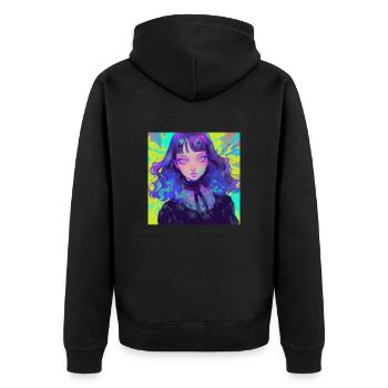 anime, gothic girl, waifu, japan - Unisex Premium Bio Zip Hoodie - Schwarz - Hinten - Nico (187cm)