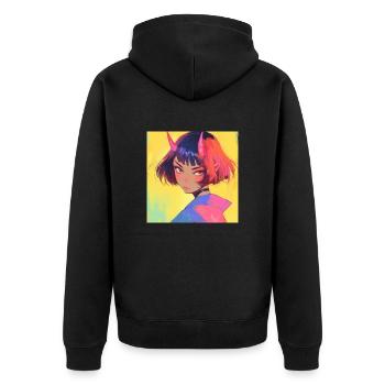Anime, Fille Démon, Waifu, Japon - Veste à capuche bio Premium Unisexe - noir - Dos - Nico (187cm)