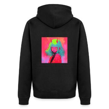 Anime Demon, Waifu, Japon - Veste à capuche bio Premium Unisexe - noir - Dos - Nico (187cm)