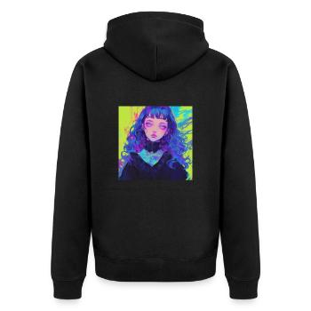 anime, gothic girl, waifu, japan - Unisex Premium Bio Zip Hoodie - Schwarz - Hinten - Nico (187cm)