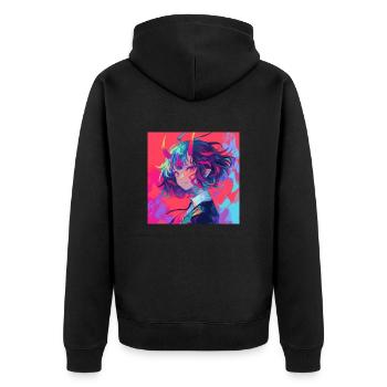 Anime Demon, Waifu, Japon - Veste à capuche bio Premium Unisexe - noir - Dos - Nico (187cm)