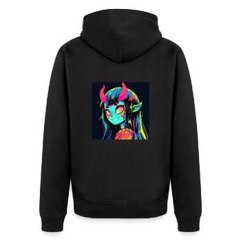 Anime Demon, Waifu, Japon - Veste à capuche bio Premium Unisexe - noir - Dos - Nico (187cm)