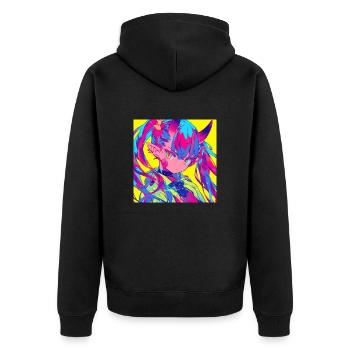 Anime, Fille Démon, Waifu, Japon - Veste à capuche bio Premium Unisexe - noir - Dos - Nico (187cm)