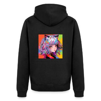 Anime, Neko Girl, Waifu, Japan - Unisex Premium Organic Zip Hoodie - black - Back - Nico (187cm)