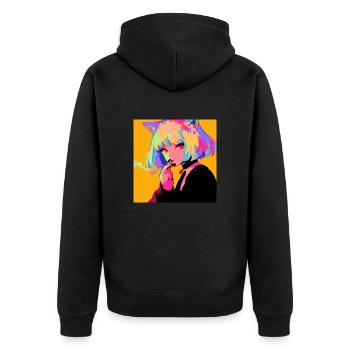 Anime, Cat Girl, Waifu, Japan - Unisex Premium Organic Zip Hoodie - black - Back - Nico (187cm)