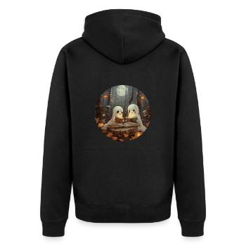 Ghosts, Reading, Book, Library, Halloween - Unisex Premium Organic Zip Hoodie - black - Back - Nico (187cm)
