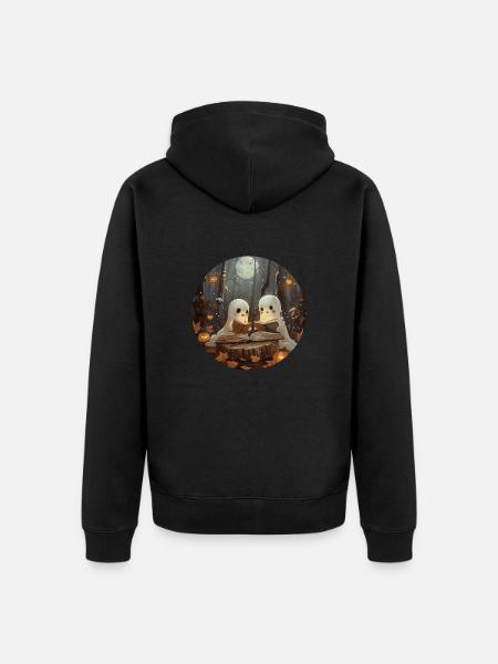 Ghosts, Reading, Book, Library, Halloween - Unisex Premium Organic Zip Hoodie - black