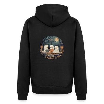 Ghosts, Reading, Book, Library, Halloween - Unisex Premium Organic Zip Hoodie - black - Back - Nico (187cm)