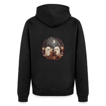 Ghosts, Reading, Book, Library, Halloween - Unisex Premium Organic Zip Hoodie - black - Back - Nico (187cm)