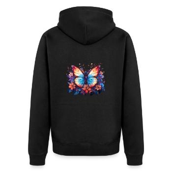 Butterfly, Flowers, Spring, Nature - Unisex Premium Organic Zip Hoodie - black - Back - Nico (187cm)