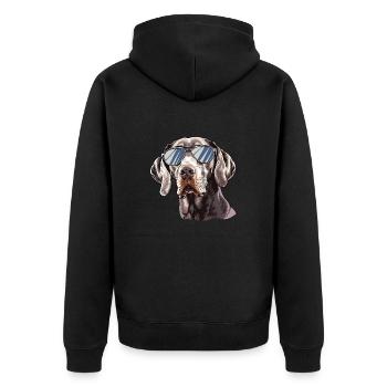 Weimaraner, hund, Sonnenbrille, sommer - Unisex Premium Bio Zip Hoodie - Schwarz - Hinten - Nico (187cm)