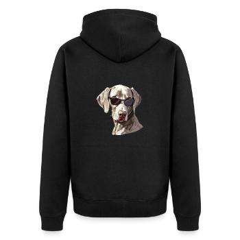 Weimaraner, Hund, Sonnenbrille, Sommer - Unisex Premium Bio Zip Hoodie - Schwarz - Hinten - Nico (187cm)