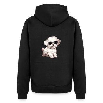 Bichon Frise, Bichon Frisé, Hund, Sonnenbrille - Unisex Premium Bio Zip Hoodie - Schwarz - Hinten - Nico (187cm)
