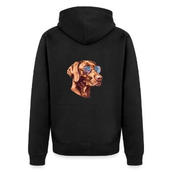 Short-haired Hungarian Pointing Dog, Vizsla - Unisex Premium Organic Zip Hoodie - black - Back - Nico (187cm)