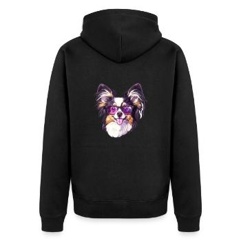 Continental Miniature Spaniel Papillon - Unisex Premium Organic Zip Hoodie - black - Back - Nico (187cm)