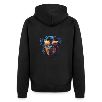 Rottweiler Hund - Unisex Premium Bio Zip Hoodie - Schwarz - Hinten - Nico (187cm)