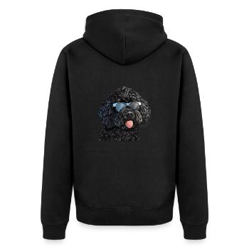 Portugiesischer Wasserhund, Cão de Água Português - Unisex Premium Bio Zip Hoodie - Schwarz - Hinten - Nico (187cm)