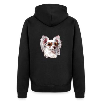 Chinese Crested dog, Chinese Crested dog, Dog - Unisex Premium Organic Zip Hoodie - black - Back - Nico (187cm)