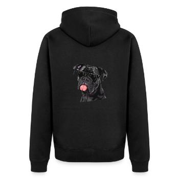Cane Corso Italiano, Dog, Sunglasses, Summer - Unisex Premium Organic Zip Hoodie - black - Back - Nico (187cm)