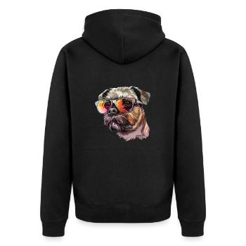 Belgian Dwarf Griffons, Brussles Griffon, Dog - Unisex Premium Organic Zip Hoodie - black - Back - Nico (187cm)